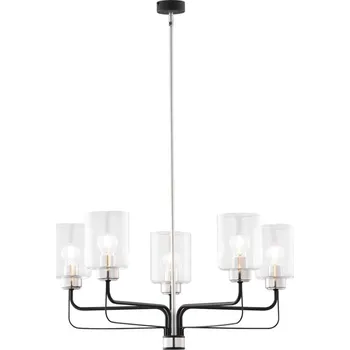 Jupiter 1884 - Lustr na tyči CERES 5xE27/15W/230V matný chrom/černá