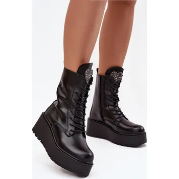 Dámské kozačky Boto Kožené dámské kotníky s ozdobou vyhřívané Ulrika Barva: Černá, Velikost: 39