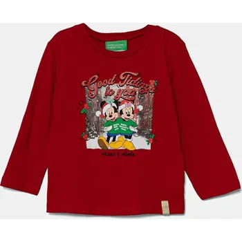 Chlapecké tričko Dětské bavlněné tričko s dlouhým rukávem United Colors of Benetton červená barva, 3ATNG10GQ 3ATNG10GQ.P.Seasonal 33X, vel. 82