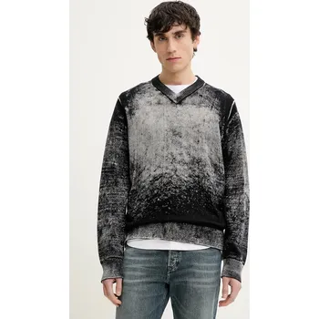 Pánský svetr Bavlněný svetr Diesel K-VELI KNITWEAR pánský, šedá barva, lehký, A16878.0BEAR 90X, vel. XXL