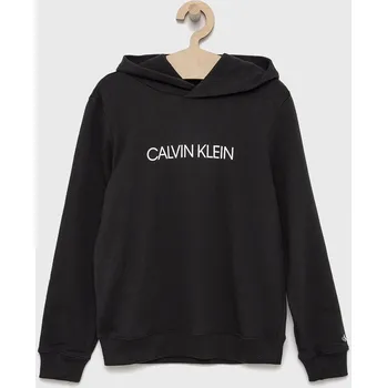 Chlapecká mikina Dětská bavlněná mikina Calvin Klein Jeans IU0IU00163.4890 černá 99X, vel. 128