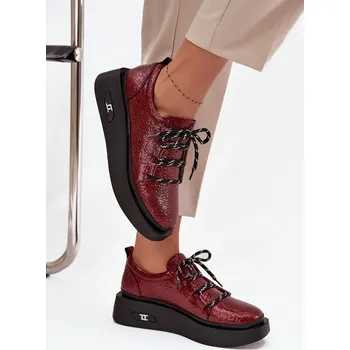 Dámské polobotky Kožené Lakované Dámské Mokasíny Na Platformě Artiker 57C2046 Barva: Červená, Velikost: 40