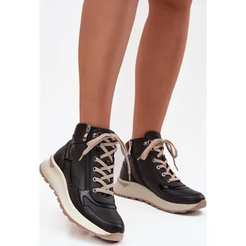 Dámské kozačky Dámské sportovní kotníkové boty na platformě z přírodního semiše Zazoo Z1239 Barva: Černá, Velikost: 39