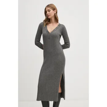 Dámské šaty Šaty Pepe Jeans IZABEL DRESS šedá barva, midi, PL953586 90X, vel. L