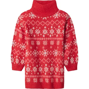 Dívčí oblečení lupilu® Dívčí vánoční pletené šaty (červená, 122/128)