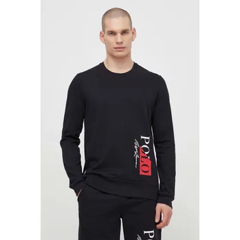 Pánské tričko Pyžamové tričko s dlouhým rukávem Polo Ralph Lauren černá barva, s potiskem, 714932514 99X, vel. M