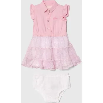 Dámské šaty Kojenecké šaty Guess růžová barva, mini, áčková A4GK15.WG5P0.PPYH 03X, vel. 62-68