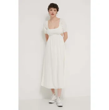 Dámské šaty Bavlněné šaty Billabong béžová barva, midi, ABJWD00678 01X, vel. S