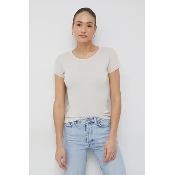 Bavlněné tričko United Colors of Benetton 1091D1M10.152 béžová 08X, vel. L