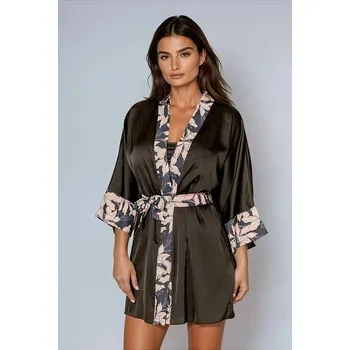 Dámský župan Saténový župan Moluki černý XXL - Dárková krabička