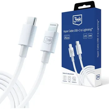 Datový kabel Datový kabel 3mk Hyper USB-C/Lightning 1.2m 20W bílý
