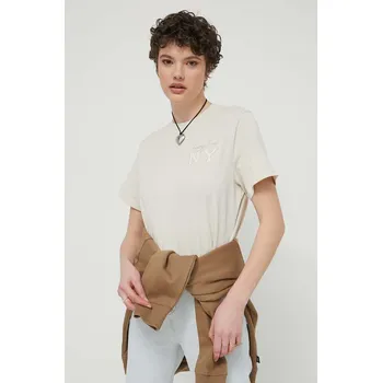 Pánské tričko Bavlněné tričko Tommy Jeans béžová barva, DW0DW17829 08X, vel. L