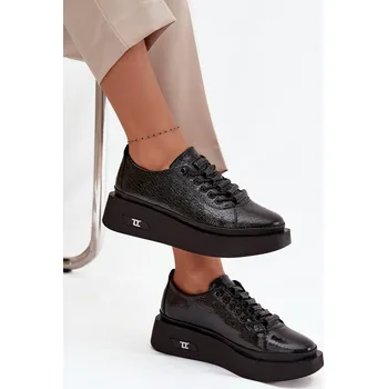 Dámské polobotky Kožené lakované dámské polobotky na platformě Artiker 57C2041 Barva: Černá, Velikost: 36