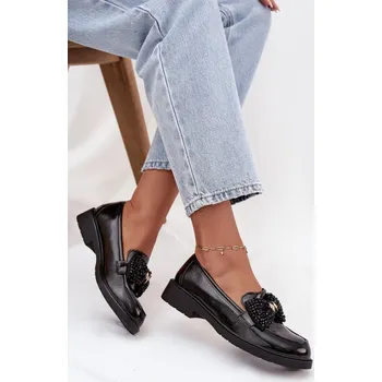 Dámské mokasíny D&A Lakované dámské mokasyny s mašlí S.Barski HY52-319A Barva: Černá, Velikost: 41