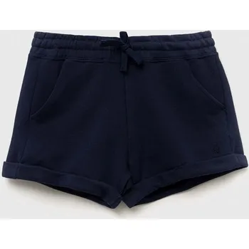 Chlapecké kraťasy Dětské bavlněné šortky United Colors of Benetton tmavomodrá barva, hladké, nastavitelný pas 3J68C901C.G.NOS 59X, vel. 140