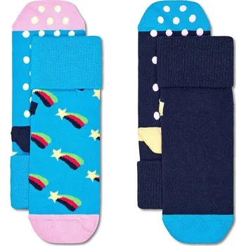 Pánská móda Dětské ponožky Happy Socks Kids Antislip 2-Pack Shooting Star Socks 2-pack P001481 modrá 55X, vel. 17/21