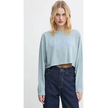 Pánské tričko Bavlněné tričko s dlouhým rukávem Levi's modrá barva, A9418 05X, vel. S