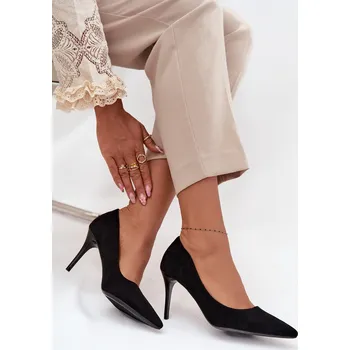 Dámské lodičky Dámské lodičky z eko semiše Elvessa Barva: Černá, Velikost: 39