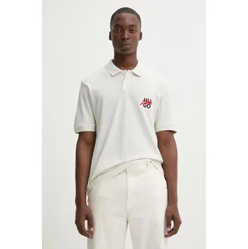 Bavlněné polo tričko HUGO 50533657 béžová 01X, vel. XL