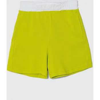 Chlapecké kraťasy Dětské bavlněné šortky United Colors of Benetton zelená barva, nastavitelný pas 3088C902S.G.Seasonal 71X, vel. 168