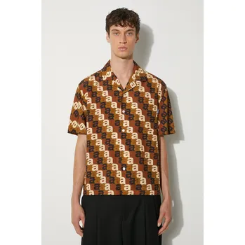 Pánská košile Košile Awake NY A Print Camp SP24.TP005 hnědá 88X, vel. M