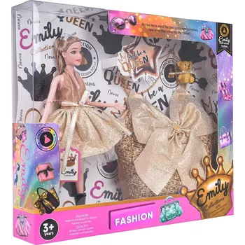 Panenka Panenka s kabelkou pro děti EMILY – třpytivé šaty a doplňky