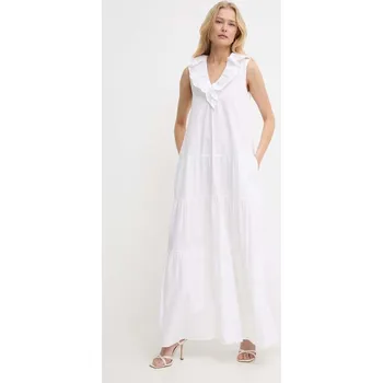 Dámské šaty Bavlněné šaty Silvian Heach bílá barva, maxi GPP24085VE 00X, vel. 36