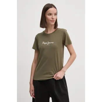 Pánské tričko Bavlněné tričko Pepe Jeans FIORE zelená barva, PL505951 77X, vel. XS