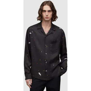 Pánská košile Košile AllSaints Galaxy pánská, černá barva, relaxed MS200Z 99X, vel. S