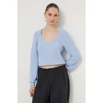 Pánský svetr Bavlněný svetr HUGO s pologolfem, 50514270 modrá 55X, vel. M