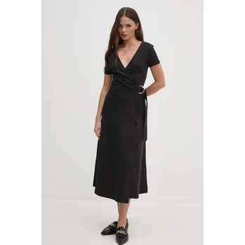 Dámské šaty Šaty Tommy Hilfiger černá barva, midi, WW0WW42578 99X, vel. S