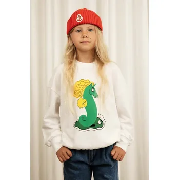 Chlapecká mikina Dětská bavlněná mikina Mini Rodini bílá barva, s potiskem 2362013611 00X, vel. 56-62