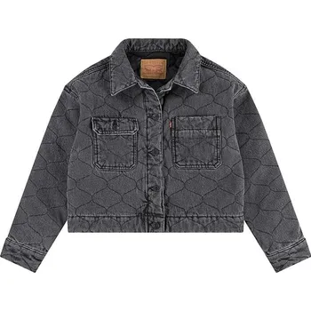 Dívčí bunda Dětská riflová bunda Levi's QUILTED TRUCKER JACKET šedá barva, 4EL097 90X, vel. 164