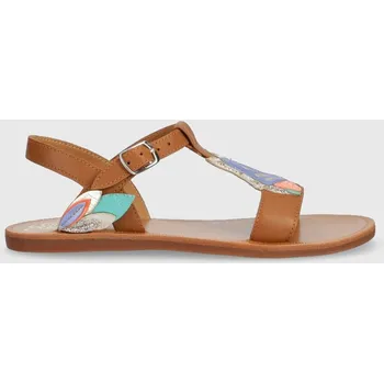 Dívčí sandály Dětské kožené sandály Pom D'api hnědá barva O1HFAA0401.31.34 82X, EUR 31