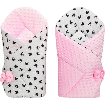 Zavinovačka Ar-s Oboustranna rychlozavinovačka bavlna / minky - růžové myšky - 80 x 80 cm