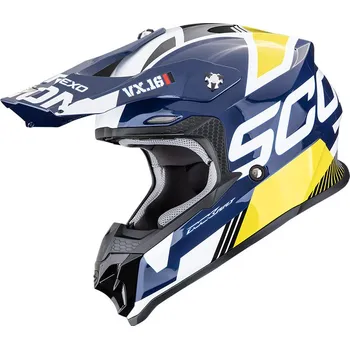 Motodoplněk SCORPION přilba VX-16 EVO AIR Analog white/blue/yellow - S