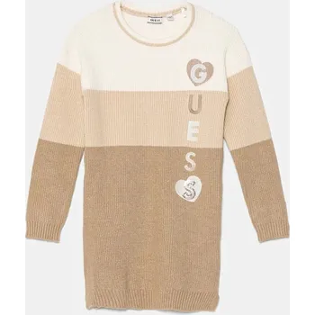 Dámské šaty Dívčí šaty Guess hnědá barva, midi, K4BK19 Z3FU0 K4BK19.Z3FU0.9BYH 84X, vel. 113-118