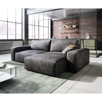 Pohovka Rohová pohovka Lanzo L 260x160 cm koženka antracitová vintage