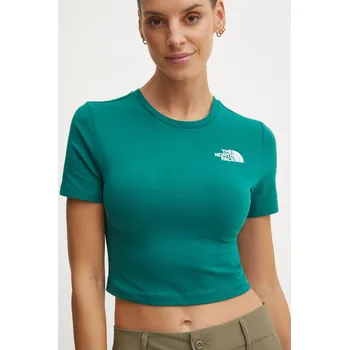 Tričko The North Face Crop S/S Tee zelená barva, NF0A55AONL11 06B, vel. L
