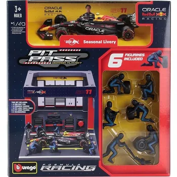 autíčko Red Bull GP 2023 F1 RB19 No 11 Sergio Perez Diorama Pit Stop (sběratelský model, určeno pouze k vystavení)