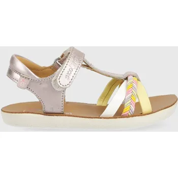 Dívčí sandály Dětské kožené sandály Shoo Pom stříbrná barva O4PJBR0403.24.27 SLV, EUR 25