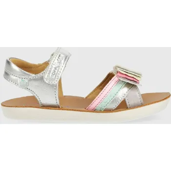 Dívčí sandály Dětské kožené sandály Shoo Pom stříbrná barva O4PBAK0401.25.32 SLV, EUR 25