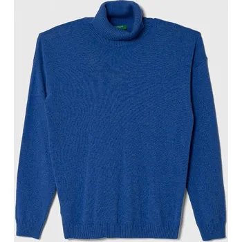 Dívčí svetr Dětský svetr s příměsí vlny United Colors of Benetton lehký 1032C200D.G.SEASONAL modrá 55X, vel. 122