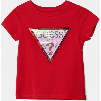 Dětské tričko Guess červená barva, K4RI31 K6YW1 K4RI31.K6YW1.PPYA 33X, vel. 113-118