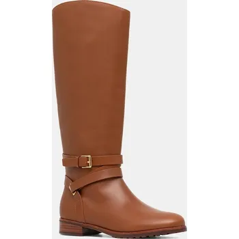 Dámské kozačky Kožené kozačky Lauren Ralph Lauren Collins Tll dámské, hnědá barva, na plochém podpatku, 802974384001 802974384001.200 88X, EUR 41