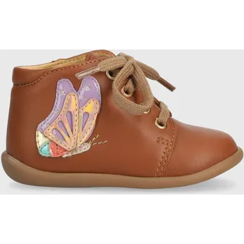 Dámské polobotky Dětské kožené polobotky Pom D'api STAND-UP FLY hnědá barva P1AFBP0401.19.23 88X, EUR 21