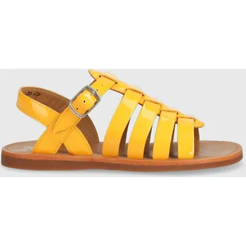 Dívčí sandály Dětské kožené sandály Pom D'api oranžová barva O1GYAG0405.28.30 22X, EUR 30