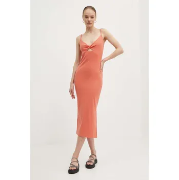 Dámské šaty Šaty Roxy Wavey Lady oranžová barva, midi, ERJKD03469 32X, vel. M