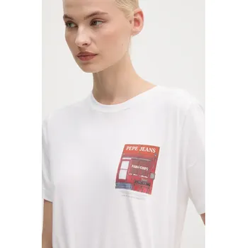 Bavlněné tričko Pepe Jeans GWENDOLYN PL505976 bílá 00X, vel. L