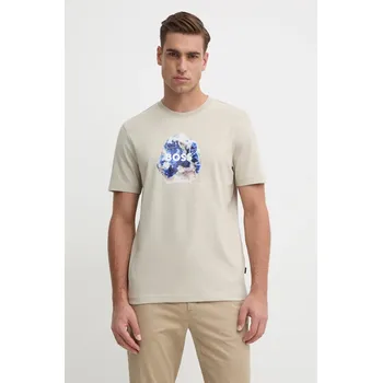 Bavlněné tričko Boss Orange 50528189 béžová 80X, vel. S